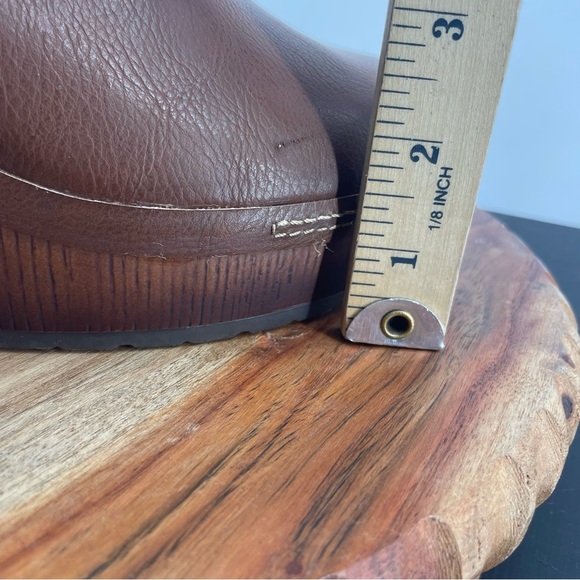 Korks Stacy Platform Ankle Boot Bootie Size 9.5 Burnished Dark Brown Buckle Boho - Picture 9 of 10